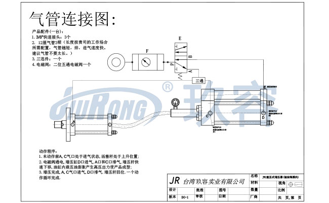 JRU直壓式增壓器(儲油筒橫向)電控氣路連接圖